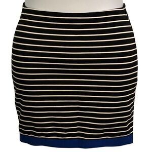 Ann Taylor Midi Pencil Skirt Straight Striped Grosgrain Ribbon Detail. Size 2